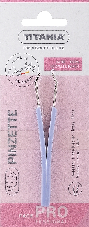 Straight Tweezers with Plastic Handles, 8.5 cm, 1061/B, light blue - Titania — photo N1