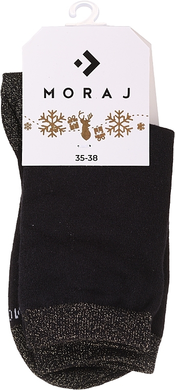 Women Socks with Christmas Reindeer Motif, CSLS250-018, black - Moraj — photo N2