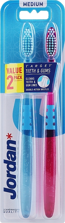 Toothbrush Medium, light blue-pink - Jordan Target Teeth Toothbrush — photo N1