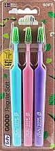 Fragrances, Perfumes, Cosmetics Toothbrush Set, blue + purple + pink - Tepe Good Regular 3 Pack Toothbrush