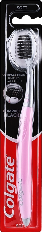 Toothbrush, soft, pink-grey - Colgate Compact Black — photo N1