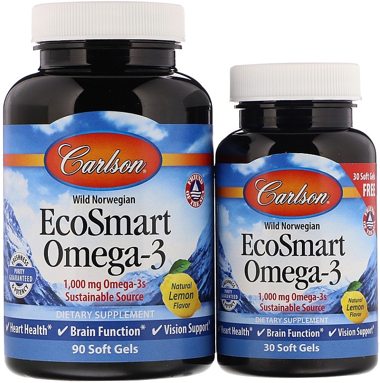 Set "Omega-3" - Carlson Labs EcoSmart Omega-3 (gel/90 + gel/30ml) — photo N2