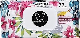 Fragrances, Perfumes, Cosmetics Wet Wipes 'Tropical flowers', 72 pcs - Papilion Wet Wipes Tropic Flowers