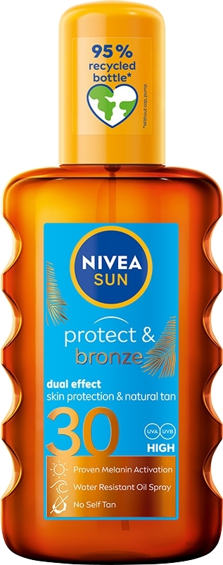 Sunscreen Spray for Suntan - Nivea Sun Protect & Bronze SPF30 Dual Effect Spray — photo 200 ml