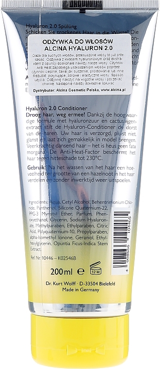 Hyaluronic Acid Hair Conditioner - Alcina Hyaluron Hair Conditioner — photo N2