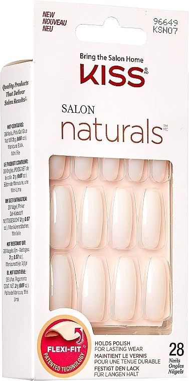 False Nails with Glue Set, natural - Kiss Nails Naturals — photo N4