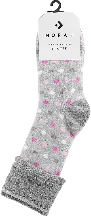 Women Winter Terry Socks, CSL450-038, light grey polka dot - Moray Frotte — photo N2