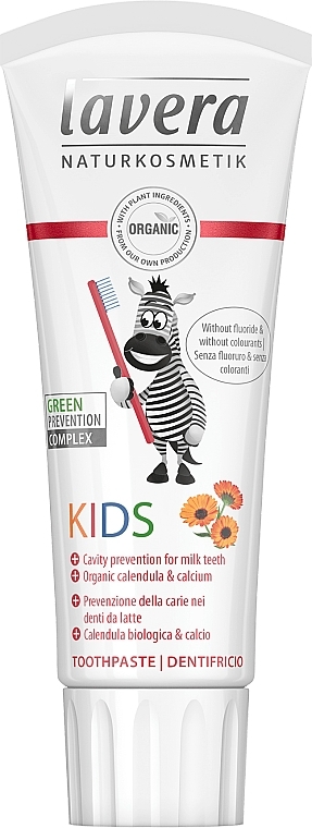 Kids Fluoride-Free Toothpaste - Lavera Kids Toothpaste Organic Calendula and Calcium Fluoride — photo N1