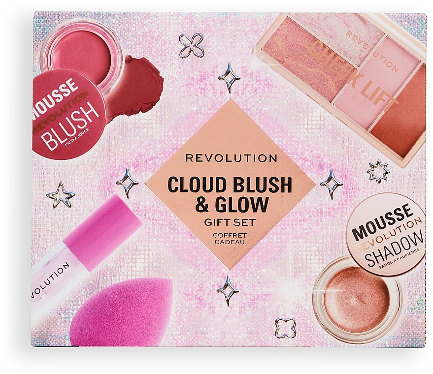 セット、５アイテム - Makeup Revolution Cloud Blush And Glow Highlight Gift Set — photo N2