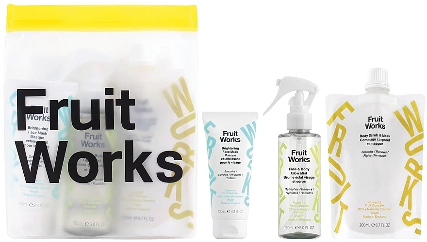 セット - Fruit Works Glow Kit (f/mask/100ml + f/body/mist/150ml + f/body/scrub/200ml) — photo N1