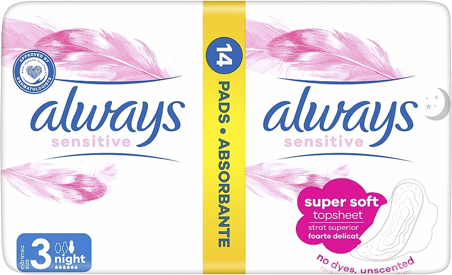 Sanitary Pads, 14pcs - Always Sensitive Ultra Night — photo N2