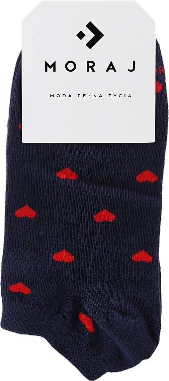 Women Short Socks with Hearts, 1 pair, blue - Moraj — photo N1