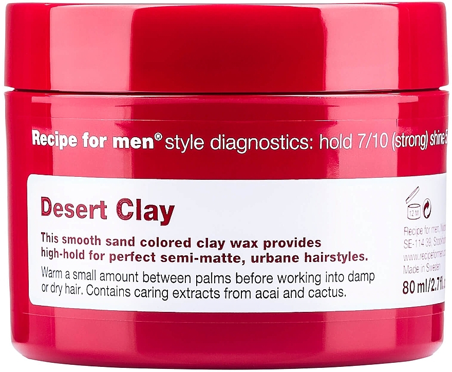 Hair Styling Clay-Wax - Recipe for Men Desert Clay Wax — photo N1