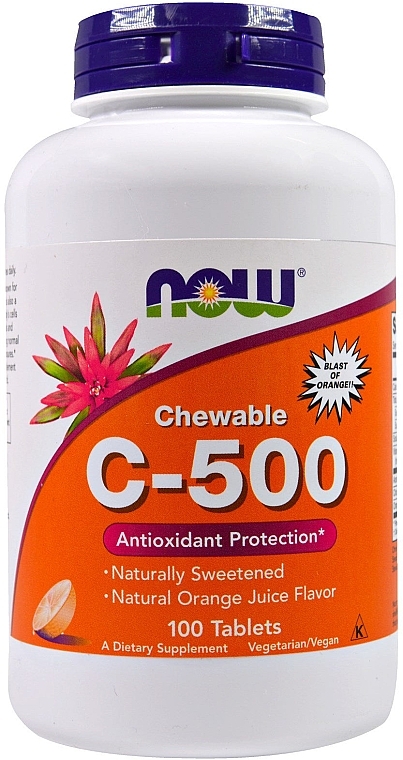 C-500 Chew Tablets with Orange Juice Tablets - Now Foods C-500 Chewable Orange Juice Tablets — photo N1