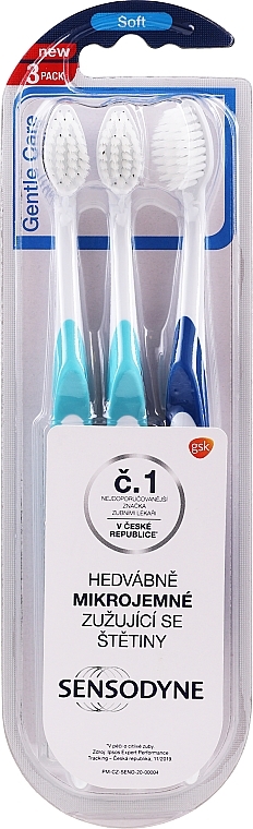 Toothbrush Set, soft, blue + dark blue - Sensodyne Gentle Care Soft Toothbruhs — photo N4