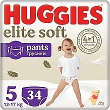 Elite Soft Pants Diapers, size 5, 12-17 kg, 34 pcs. - Huggies — photo N1