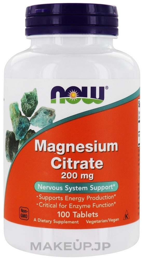 Magnesium Citrate Minerals, 200 mg - Now Foods Magnesium Citrate — photo 100 szt.