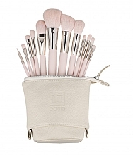 12 Makeup Brushes+Case Set, pink - ILU Brush Set — photo N1