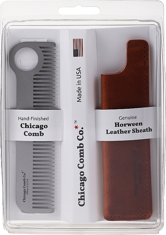 Set, white package - Chicago Comb Co (comb/1pc + case/1pc)  — photo N1