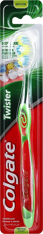 Toothbrush, medium, 24262, bright green - Colgate Twister Medium Toothbrush — photo N1