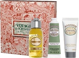 Fragrances, Perfumes, Cosmetics Set - L'Occitane Almond Set (sh/oil/75ml + h/cr/30ml + b/milk/20ml)