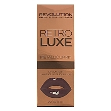 Lip Makeup Kit - Makeup Revolution Retro Luxe Kits Metallic (lipstick/5.5ml + l/pencil/1g) — photo N1