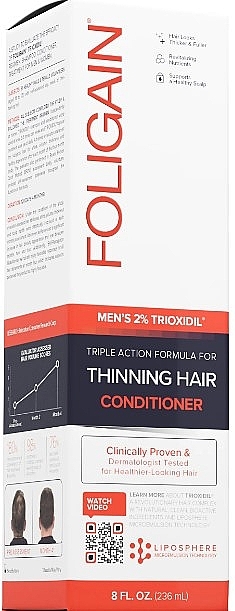 Anti Hair Loss Conditioner for Men - Foligain Men's Stimulating Conditioner For Thinning Hair — photo N3