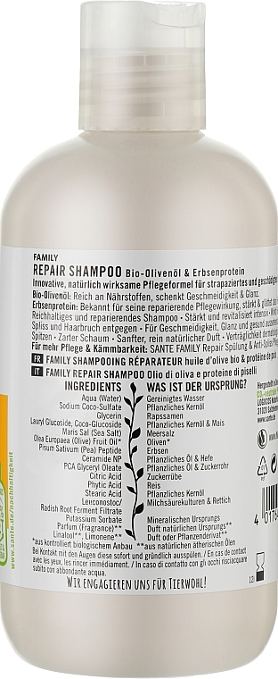 Olive Oil & Pea Protein Shampoo - Sante Olive Oil & Pea Protein Repair Shampoo — photo N2