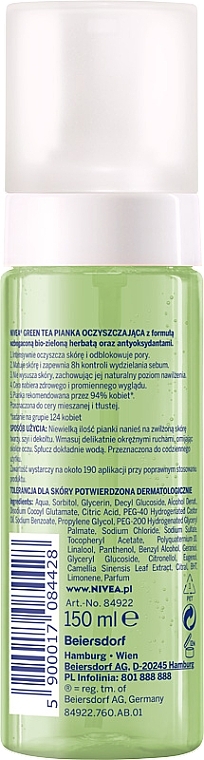 Cleansing Foam with Bio-green Tea and Antioxidants - Nivea Green Tea Cleansing Foam — photo N2