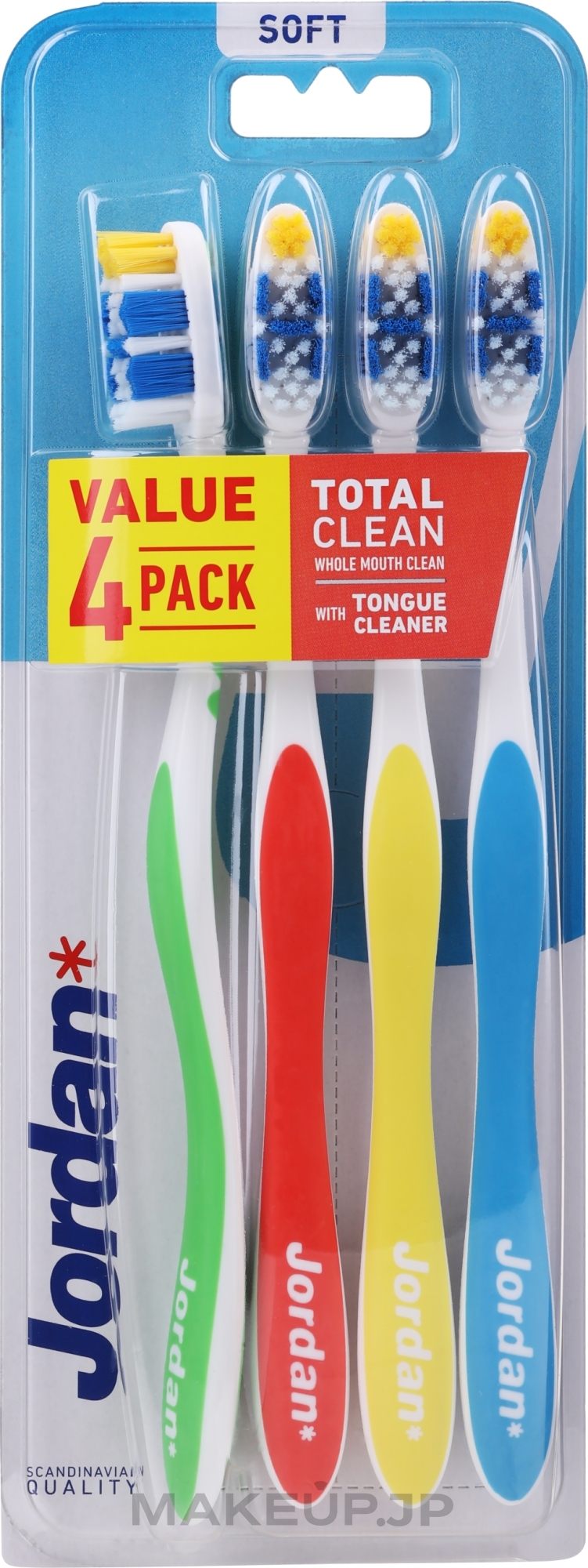 Soft Toothbrush Set Total Clean, 4 pcs - Jordan Total Clean Soft — photo 4 szt.