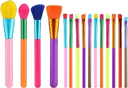 Makeup Brush Set, 15 pcs, multi-coloured - Lewer Brushes Multicolored — photo N1