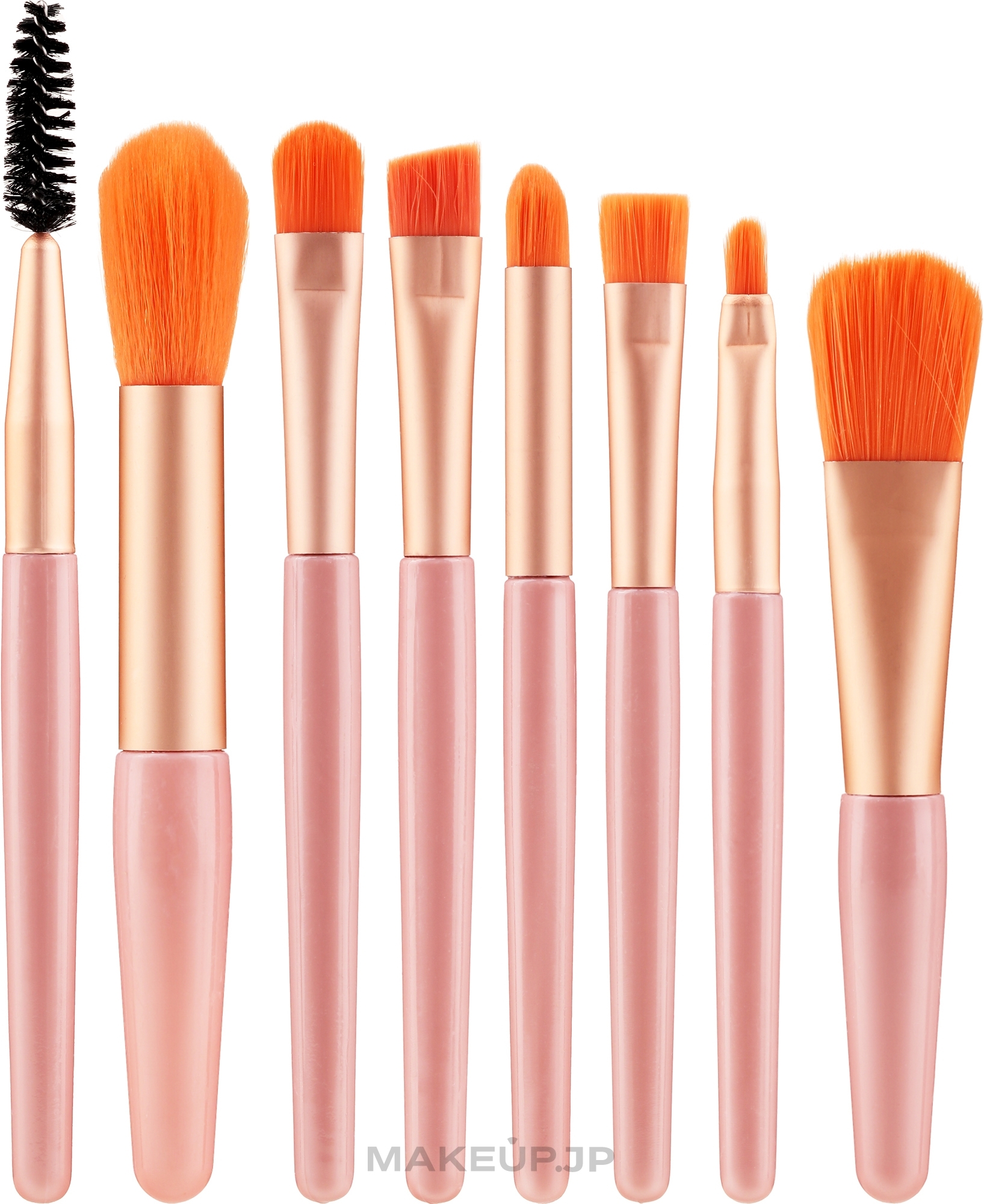 Makeup Brush Kit in a Case, 8 pcs, pink - Lewer — photo 8 szt.