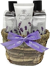 Fragrances, Perfumes, Cosmetics Set in Basket 'Lavender Fields' - Aurora Lavender Fields (sh/gel/180ml + shm/180ml + b/lot/60ml)