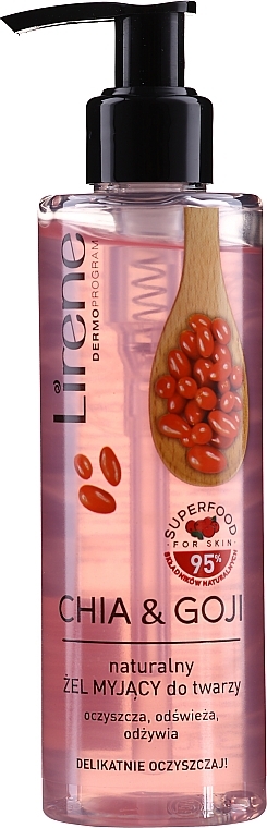 Natural Cleansing Facial Gel with Chia Seed & Goji Berry Extract - Lirene Superfood For Skin — photo N1