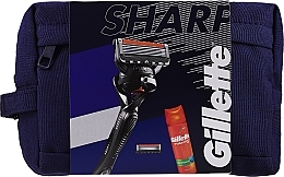 Set - Gillette Sharp (gel/200ml + razor + blade/1pcs + bag + case) — photo N1
