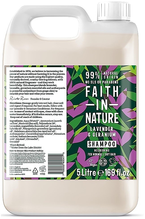 Lavender & Geranium Shampoo for Normal & Dry Hair - Faith In Nature Lavender & Geranium Shampoo (refill) — photo N1