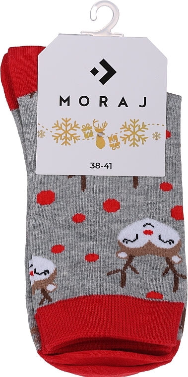 Women Christmas Socks, CSLS250-015, grey-red - Moraj — photo N1