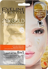 24K Gold Nourishing Sheet Mask 8 in 1 - Eveline Cosmetics 24k Gold Nourishing Elixir Mask — photo N1