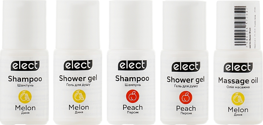 Shower Set "Melon & Peach" - Elect (shm/2*30ml + sh/gel/2*30ml +oil/30ml) — photo N2