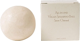 Snow Oatmeal Solid Shampoo, in cardboard packaging - Erigeron All in One Vegan Shampoo Ball Snow Oatmeal — photo N1