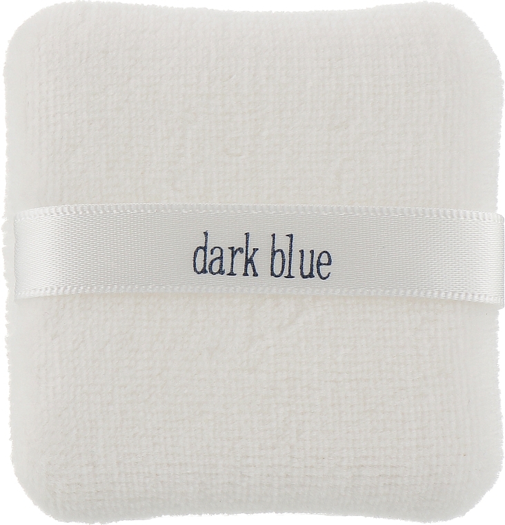 Powder Puff "Dark Blue", square, white with ribbon #975 - Dark Blue Cosmetics — photo N2