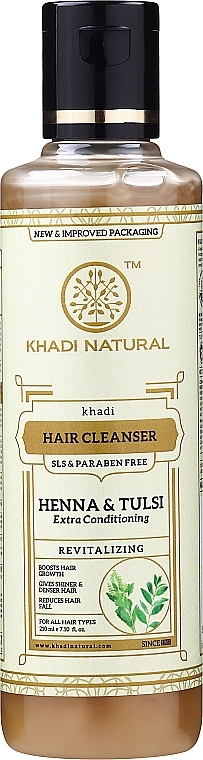 Natural Ayurvedic Shampoo with Indian Herbs "Henna Tulasi", SLS & paraben free - Khadi Natural Henna Tulsi Hair Cleanser — photo N1