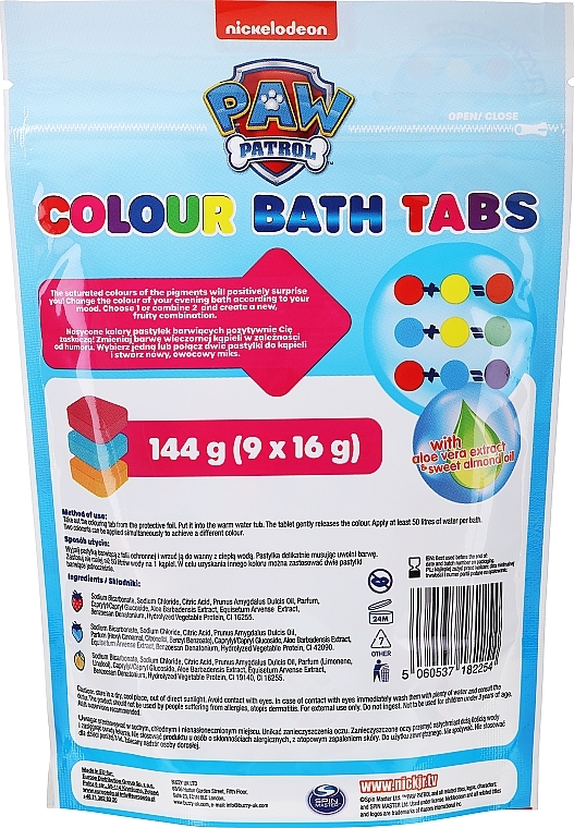 Effervescent Colored Bath Tablets, blue packaging - Nickelodeon Paw Patrol Movie Colour Bath Tabs — photo N2
