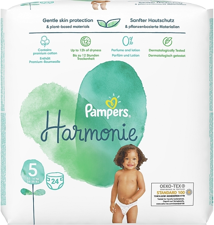 Diapers, size 5 (11-16 kg), 24 pcs - Pampers Harmonie — photo N2