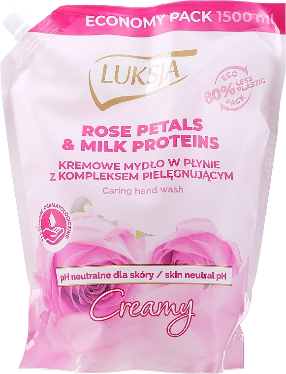 Liquid Cream Soap "Rose Petal & Milk Proteins" - Luksja Creamy Rose Petal & Milk Proteins (doypack) — photo N5