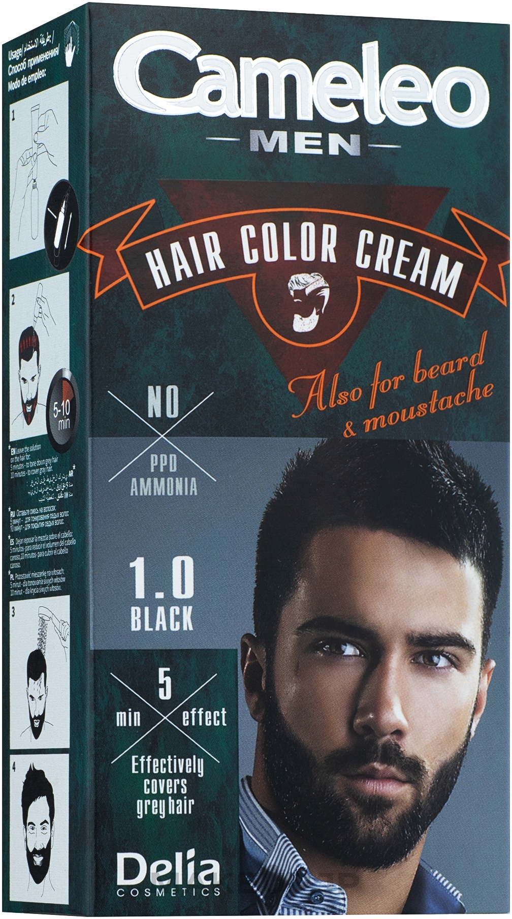 Men Hair Color - Delia Cameleo Men Hair Color Cream — photo 1.0 - Black