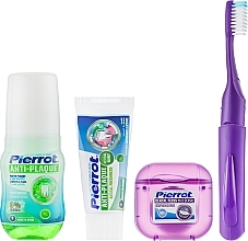 Fragrances, Perfumes, Cosmetics Travel Set, purple - Pierrot Compact Dental Kit (m/wash/60ml + tpst/25ml + floss/30m + tbrsh/1pc)