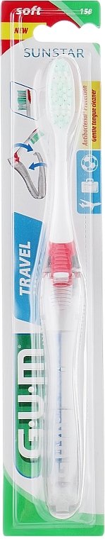 Travel Toothbrush, soft, red - G.U.M Soft Toothbrush — photo N4