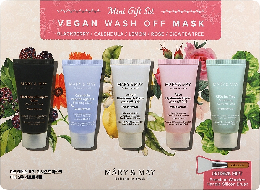 Set - Mary&May Vegan Wash Off Mask Mini Gift Set, 5 products — photo N1