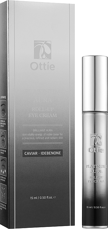 プラチナとブラックキャビアエキス配合のアイクリーム、ローラー付き - Ottie Platinum Aura Roll-Up Eye Cream	 — photo N2